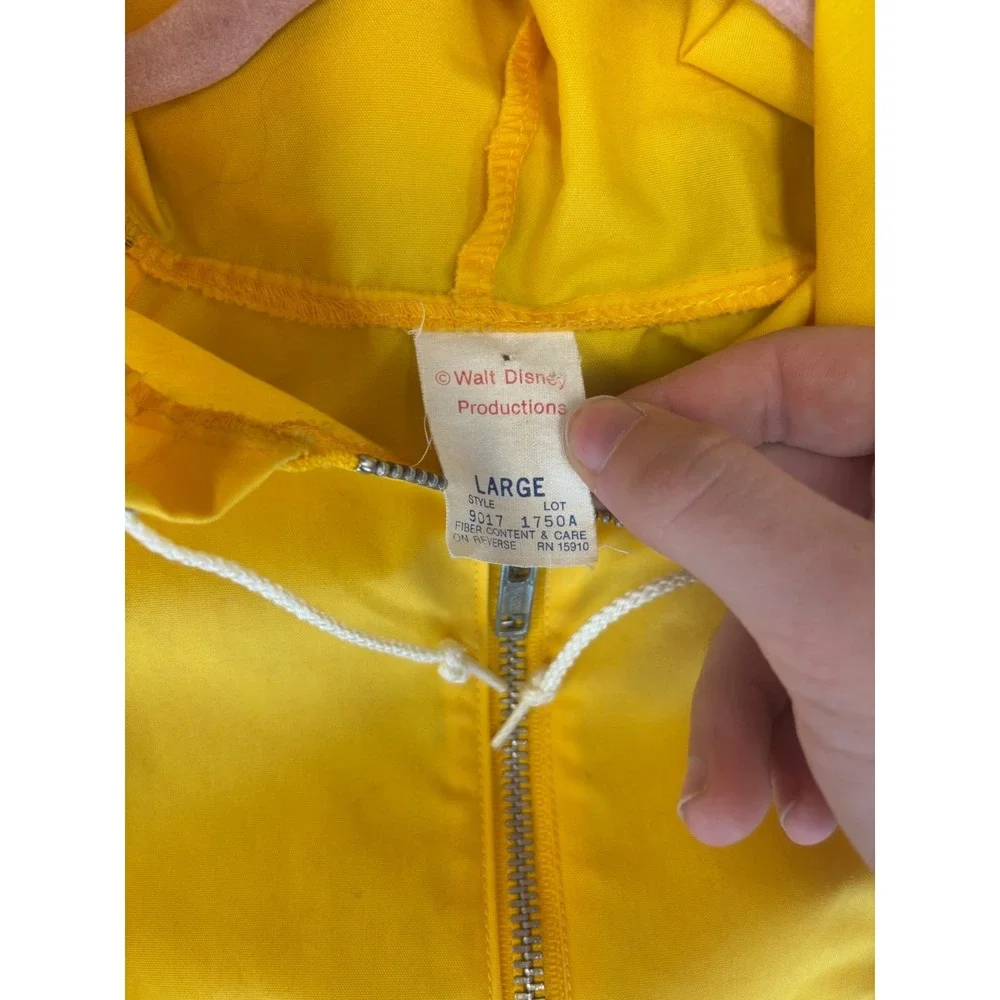 VINTAGE Walt Disney Productions Mickey Mouse Zip Front Hoodie Park Jacket Yellow